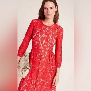 Anthropologie MARE MARE Red Persephone Lace Mini Dress Size Small New w/Tags NWT